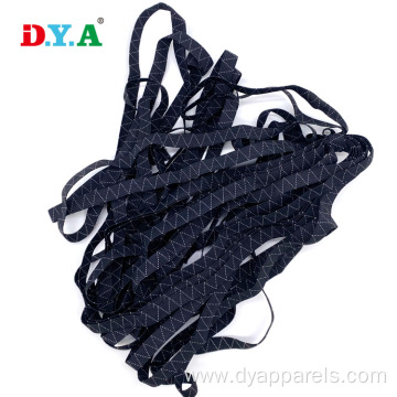 12mm Knitted Flat Braided White Line Black Elastic